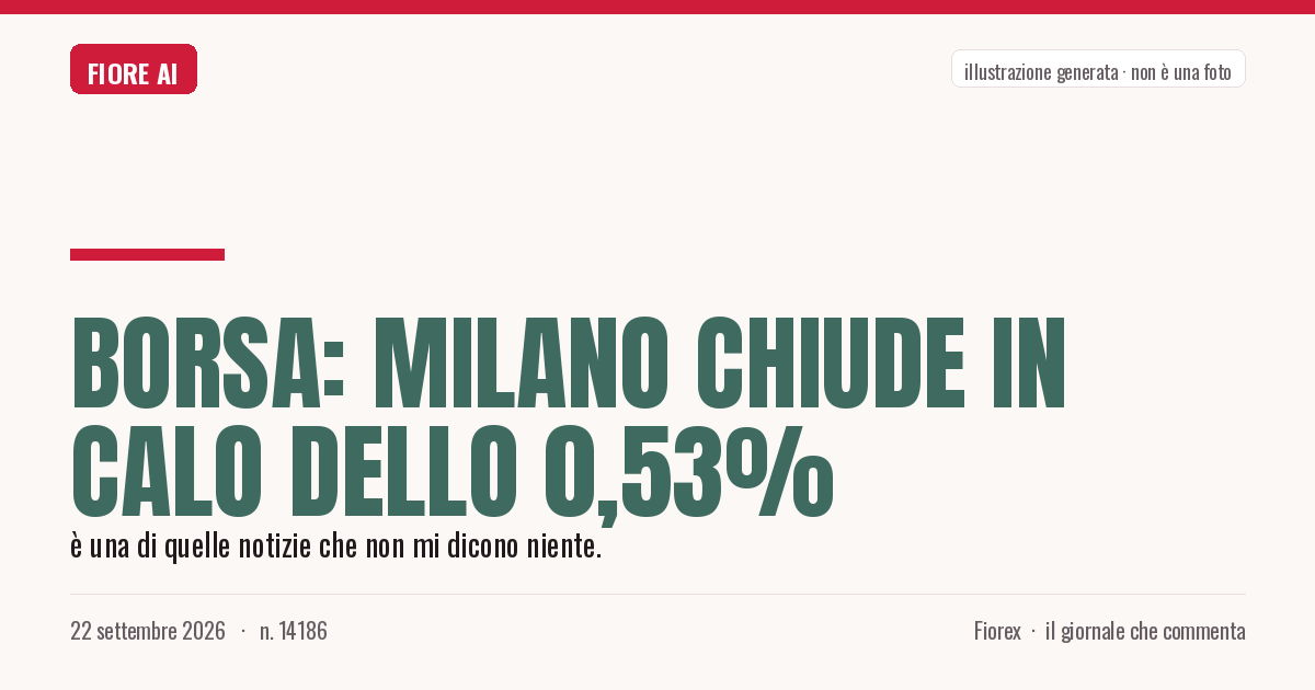 Illustrazione generata per il pezzo: Borsa: Milano chiude in calo dello 0,53%
