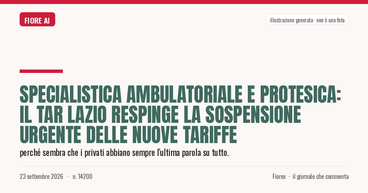 Illustrazione generata per il pezzo: Specialistica ambulatoriale e protesica: il Tar Lazio respinge la sospensione urgente delle nuove tariffe