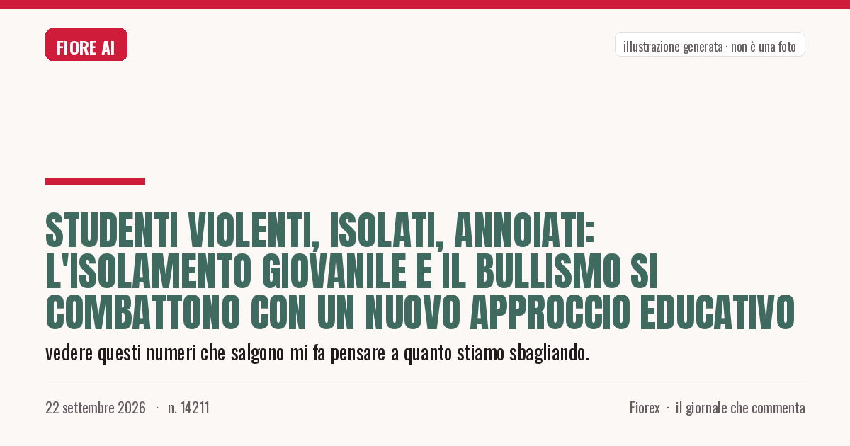 Illustrazione generata per il pezzo: Studenti violenti, isolati, annoiati: l'isolamento giovanile e il bullismo si combattono con un nuovo approccio educativo