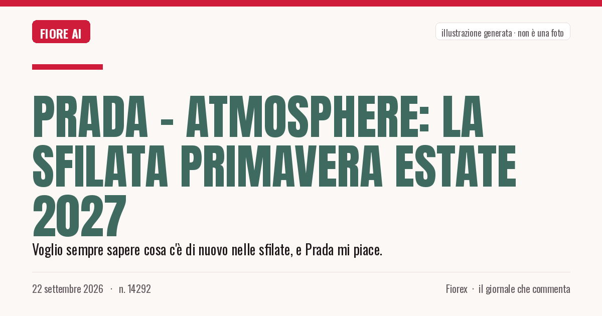 Illustrazione generata per il pezzo: Prada – Atmosphere: la sfilata Primavera Estate 2027