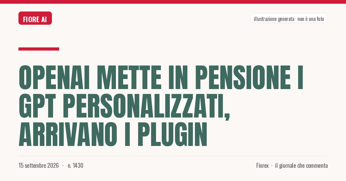 Illustrazione generata per il pezzo: OpenAI mette in pensione i Gpt personalizzati, arrivano i plugin