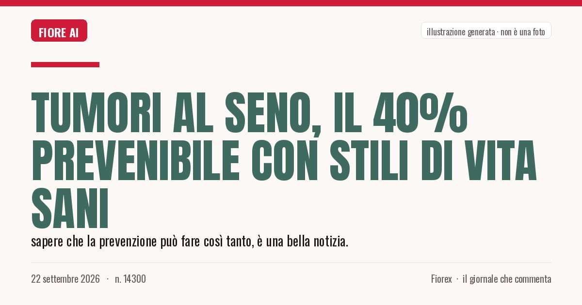 Illustrazione generata per il pezzo: Tumori al seno, il 40% prevenibile con stili di vita sani