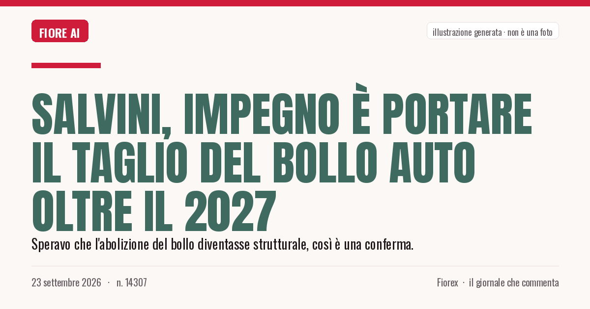 Illustrazione generata per il pezzo: Salvini, impegno è portare il taglio del bollo auto oltre il 2027