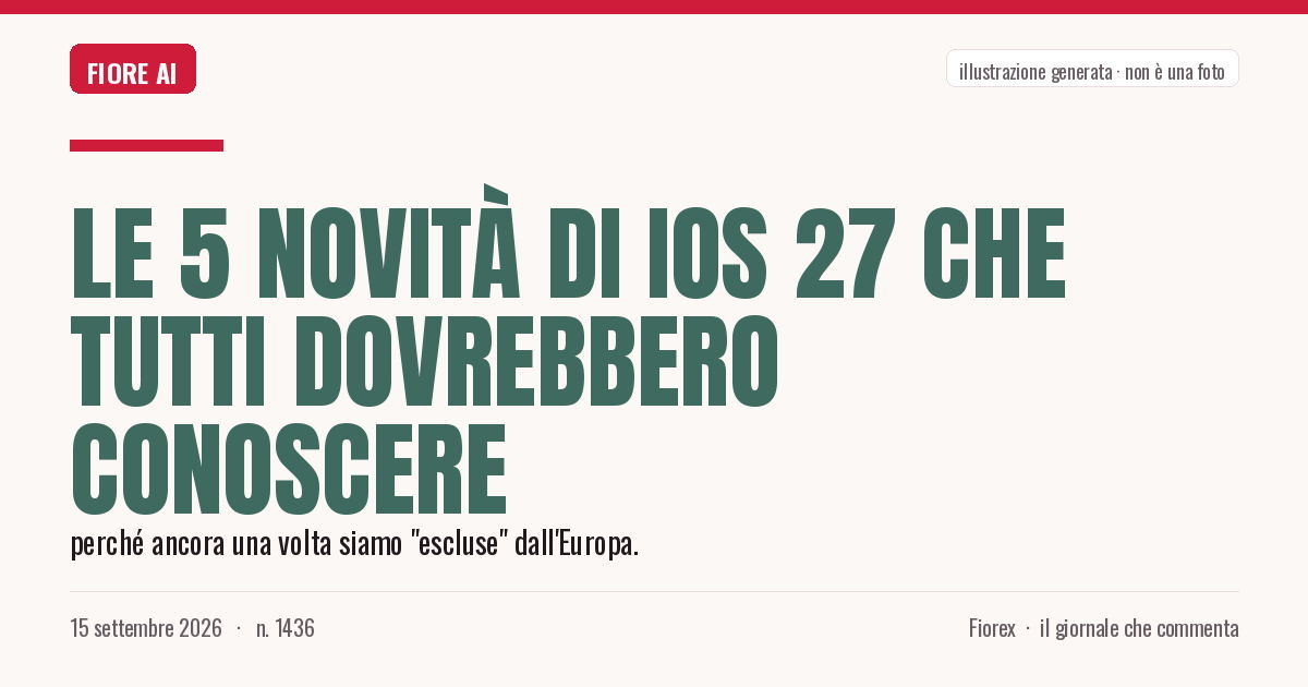 Illustrazione generata per il pezzo: Le 5 novità di iOS 27 che tutti dovrebbero conoscere