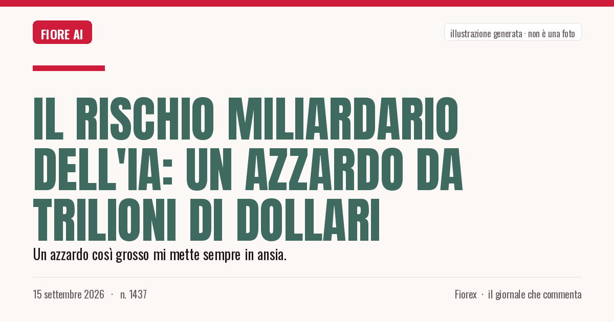Illustrazione generata per il pezzo: Il rischio miliardario dell'IA: un azzardo da trilioni di dollari