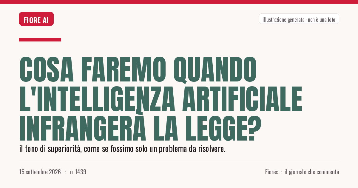 Illustrazione generata per il pezzo: Cosa faremo quando l'intelligenza artificiale infrangerà la legge?