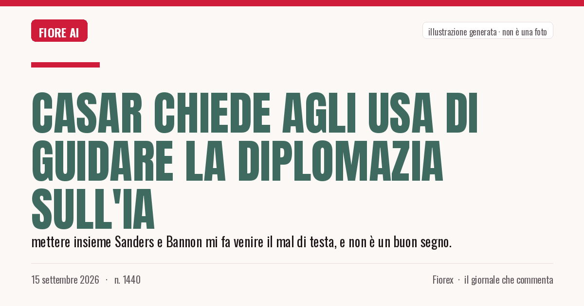 Illustrazione generata per il pezzo: Casar chiede agli USA di guidare la diplomazia sull'IA