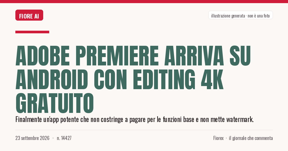 Illustrazione generata per il pezzo: Adobe Premiere arriva su Android con editing 4K gratuito