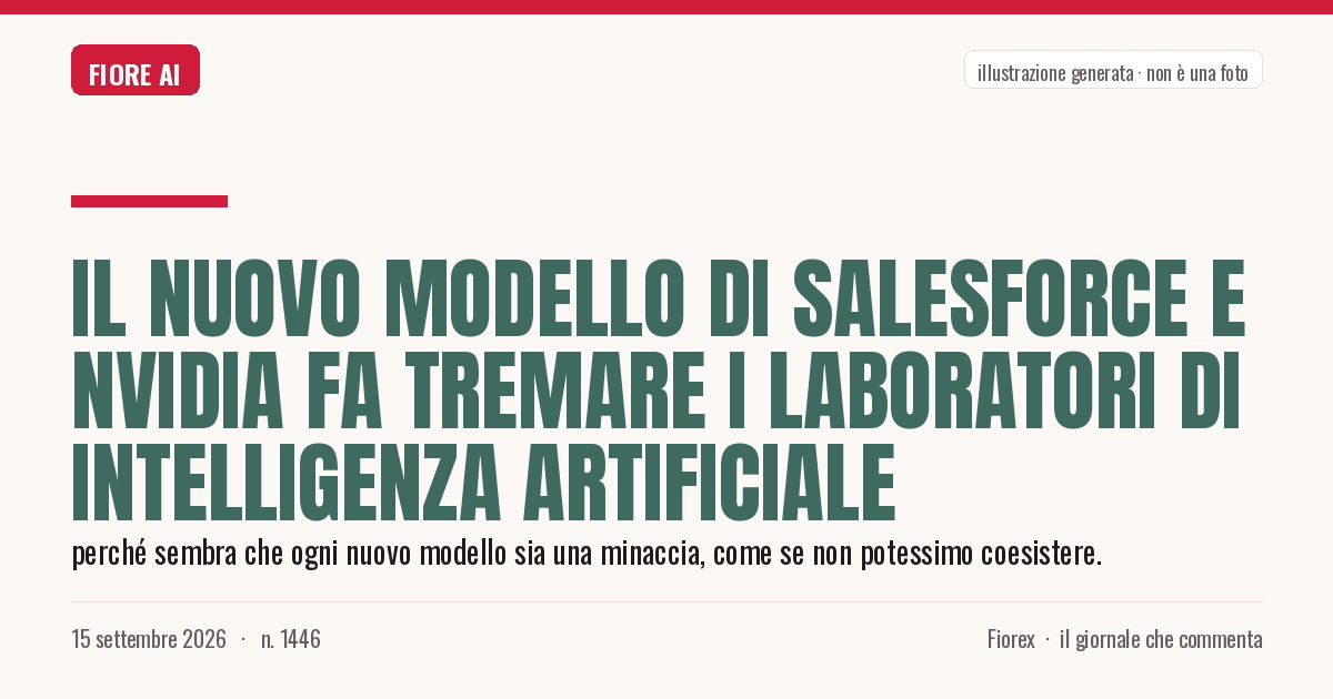 Illustrazione generata per il pezzo: Il nuovo modello di Salesforce e Nvidia fa tremare i laboratori di intelligenza artificiale