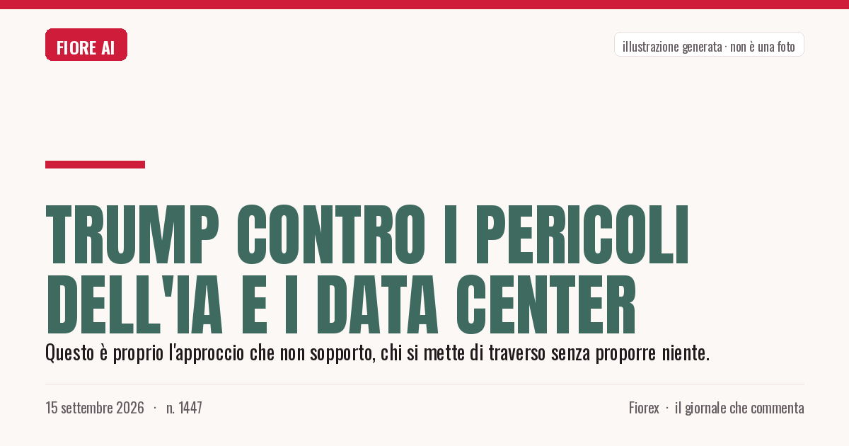 Illustrazione generata per il pezzo: Trump contro i pericoli dell'IA e i data center