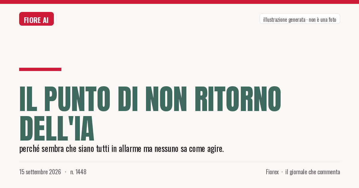 Illustrazione generata per il pezzo: Il punto di non ritorno dell'IA