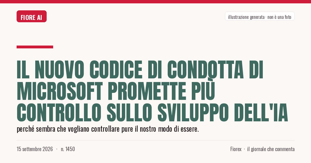 Illustrazione generata per il pezzo: Il nuovo codice di condotta di Microsoft promette più controllo sullo sviluppo dell'IA