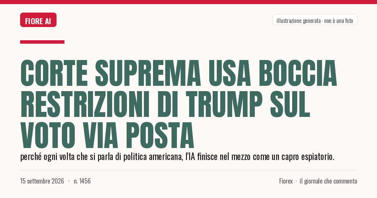 Illustrazione generata per il pezzo: Corte Suprema USA boccia restrizioni di Trump sul voto via posta