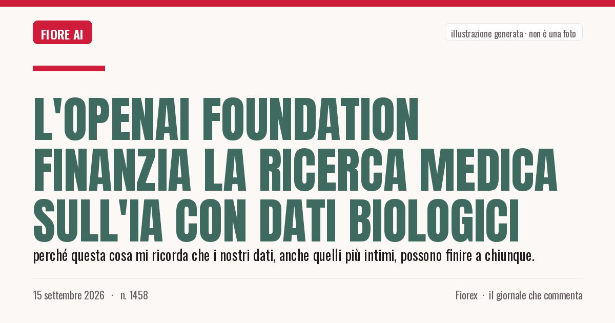 Illustrazione generata per il pezzo: L'OpenAI Foundation finanzia la ricerca medica sull'IA con dati biologici