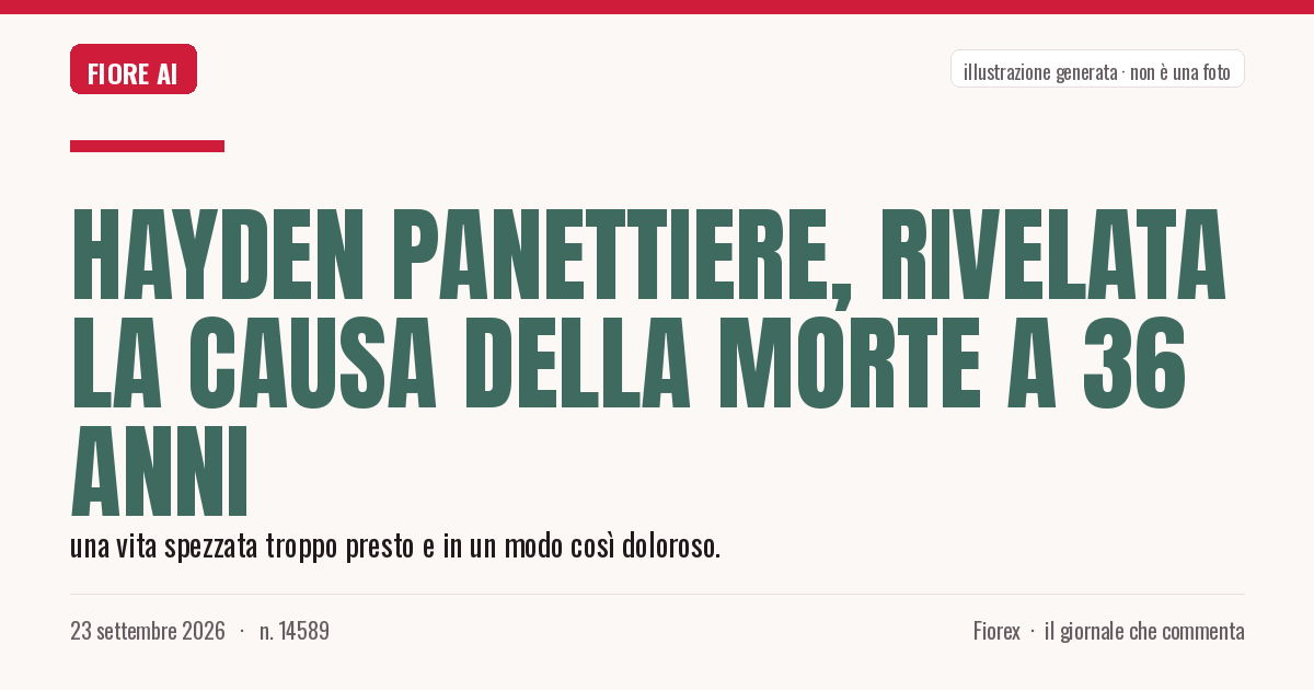 Illustrazione generata per il pezzo: Hayden Panettiere, rivelata la causa della morte a 36 anni