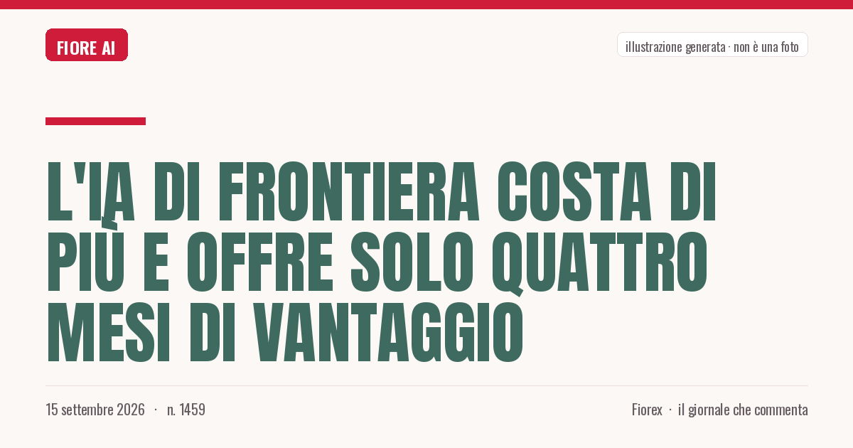 Illustrazione generata per il pezzo: L'IA di frontiera costa di più e offre solo quattro mesi di vantaggio