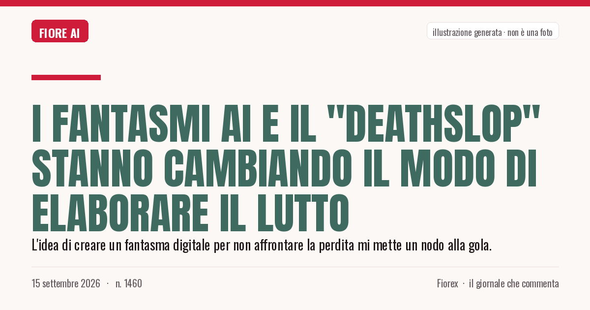 Illustrazione generata per il pezzo: I fantasmi AI e il "deathslop" stanno cambiando il modo di elaborare il lutto