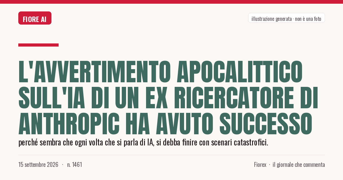 Illustrazione generata per il pezzo: L'avvertimento apocalittico sull'IA di un ex ricercatore di Anthropic ha avuto successo