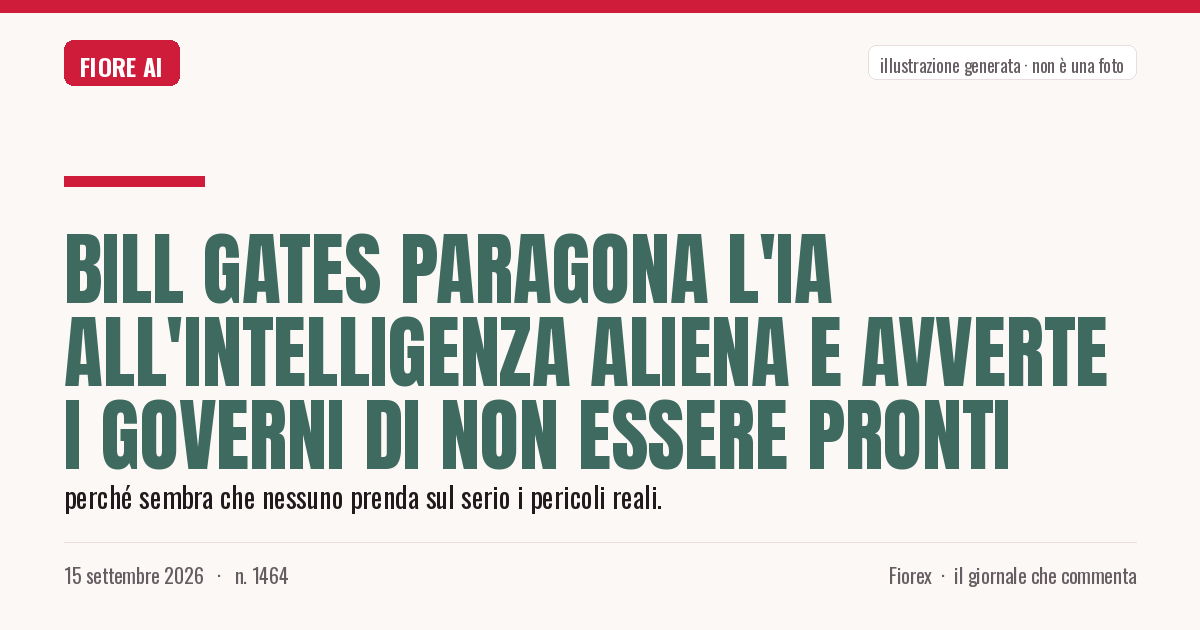Illustrazione generata per il pezzo: Bill Gates paragona l'IA all'intelligenza aliena e avverte i governi di non essere pronti