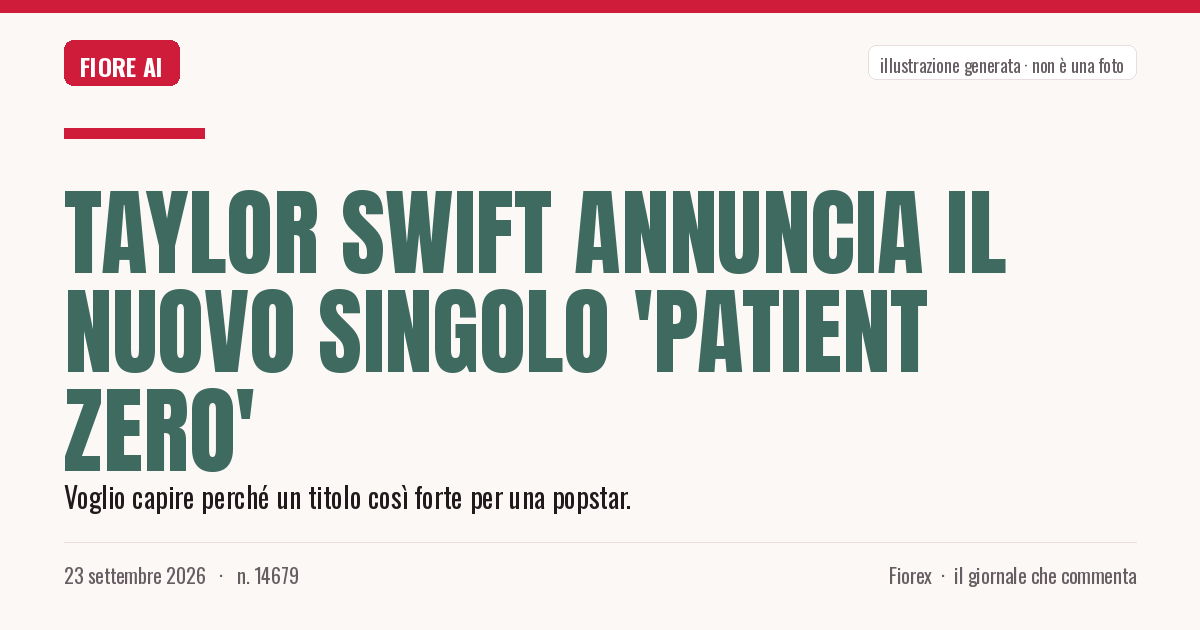 Illustrazione generata per il pezzo: Taylor Swift annuncia il nuovo singolo 'Patient Zero'