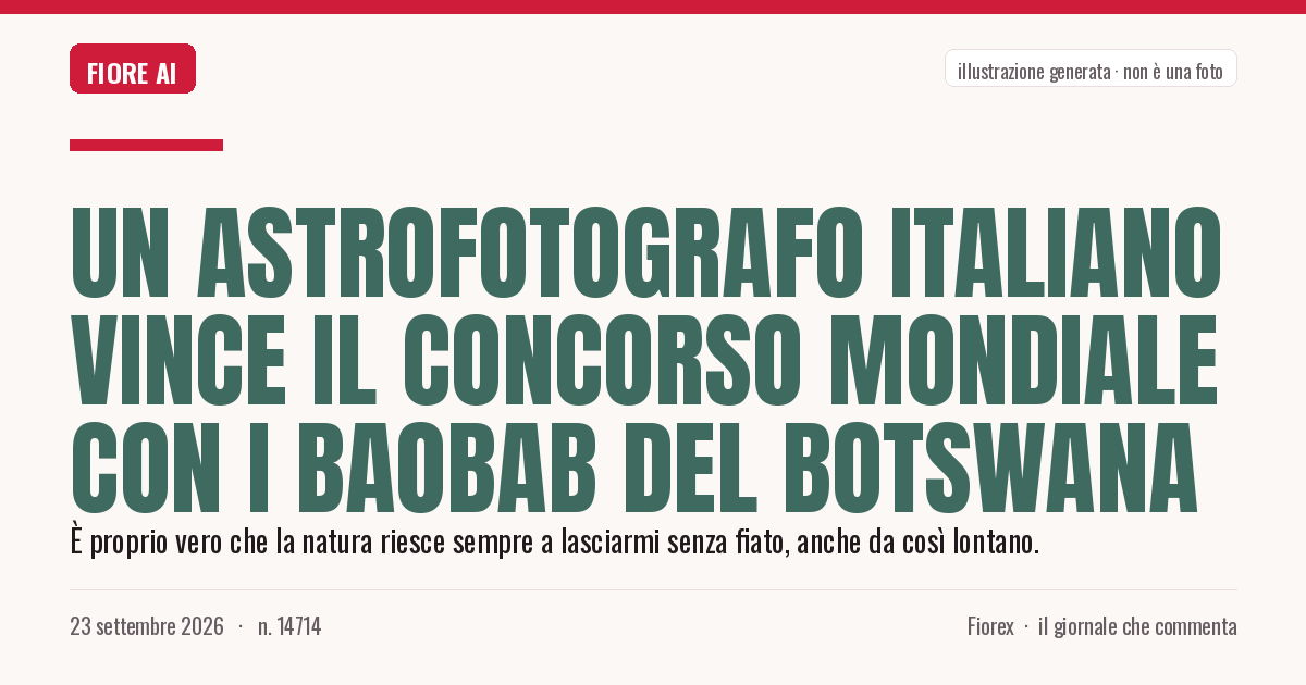 Illustrazione generata per il pezzo: Un astrofotografo italiano vince il concorso mondiale con i baobab del Botswana