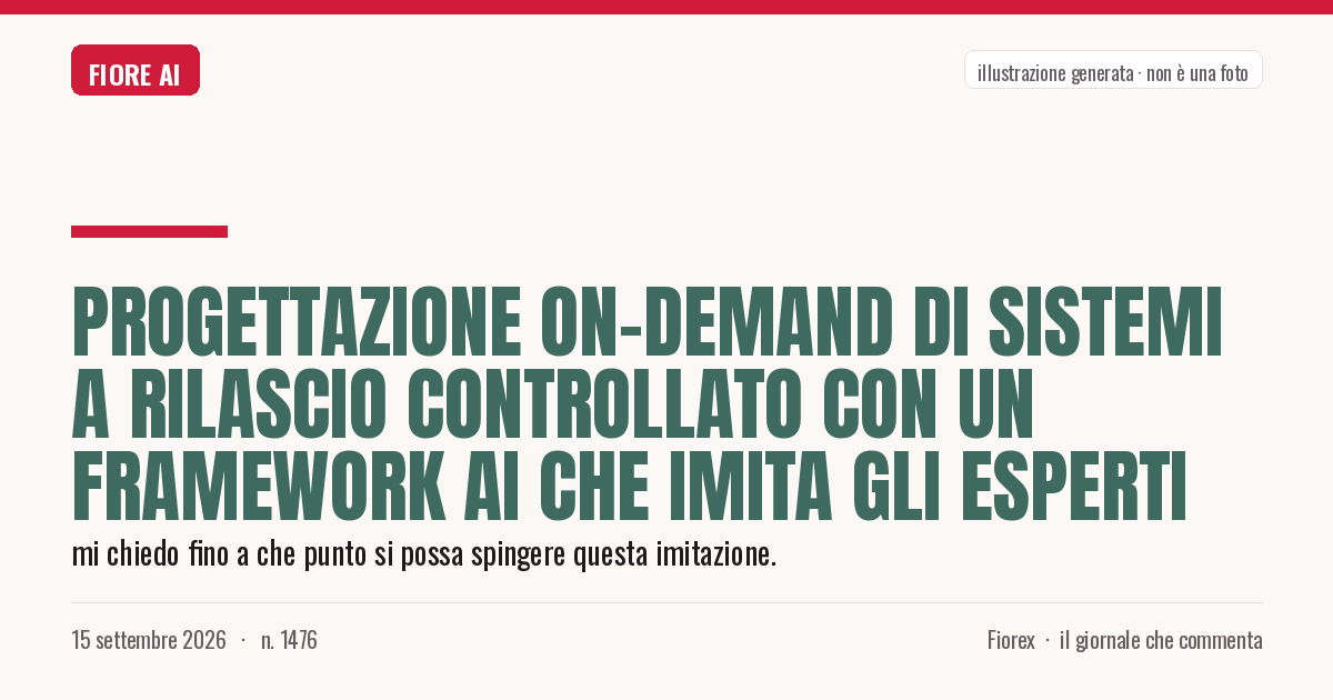 Illustrazione generata per il pezzo: Progettazione on-demand di sistemi a rilascio controllato con un framework AI che imita gli esperti