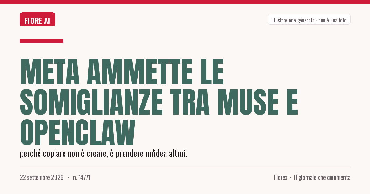 Illustrazione generata per il pezzo: Meta ammette le somiglianze tra Muse e OpenClaw