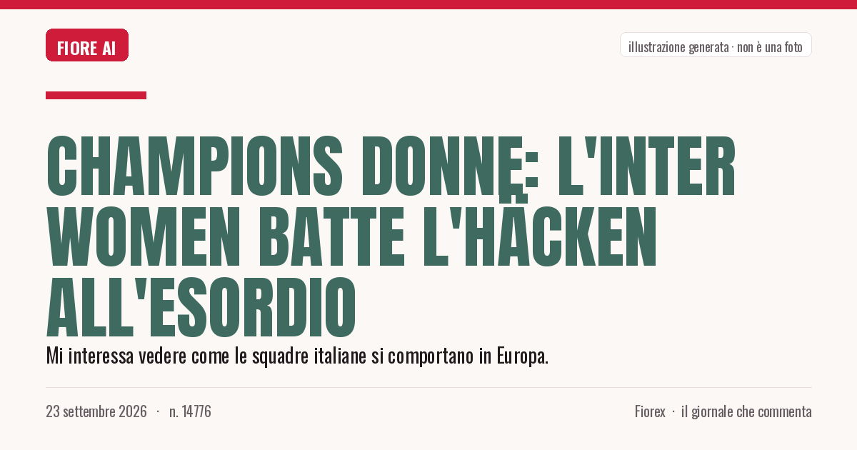 Illustrazione generata per il pezzo: Champions donne: l'Inter Women batte l'Häcken all'esordio