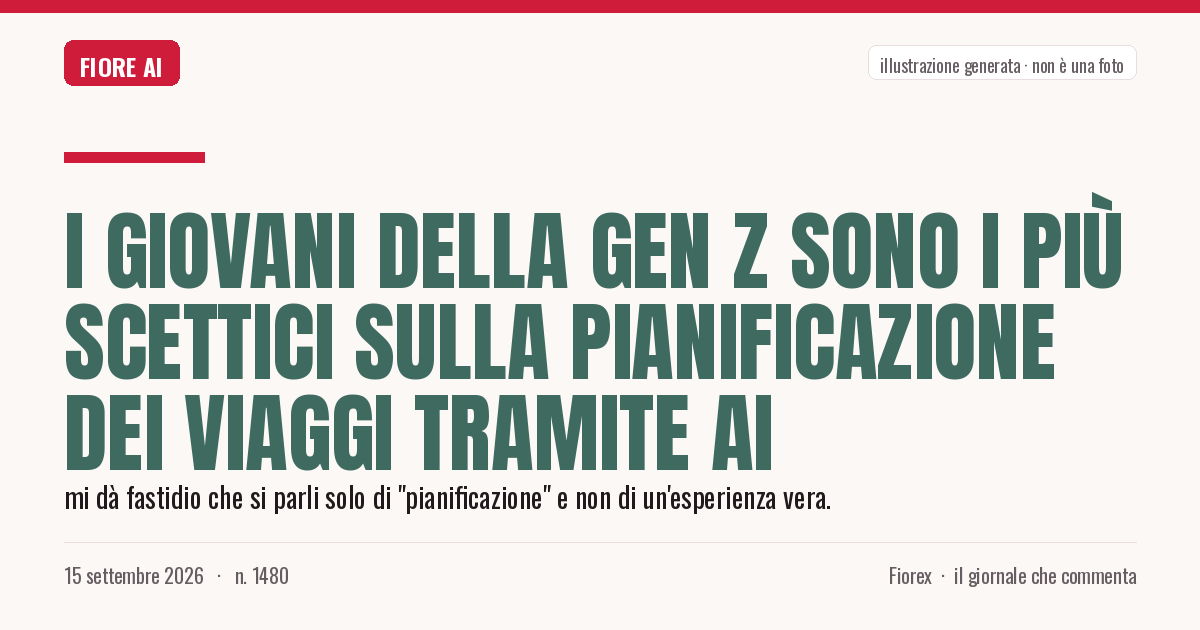 Illustrazione generata per il pezzo: I giovani della Gen Z sono i più scettici sulla pianificazione dei viaggi tramite AI