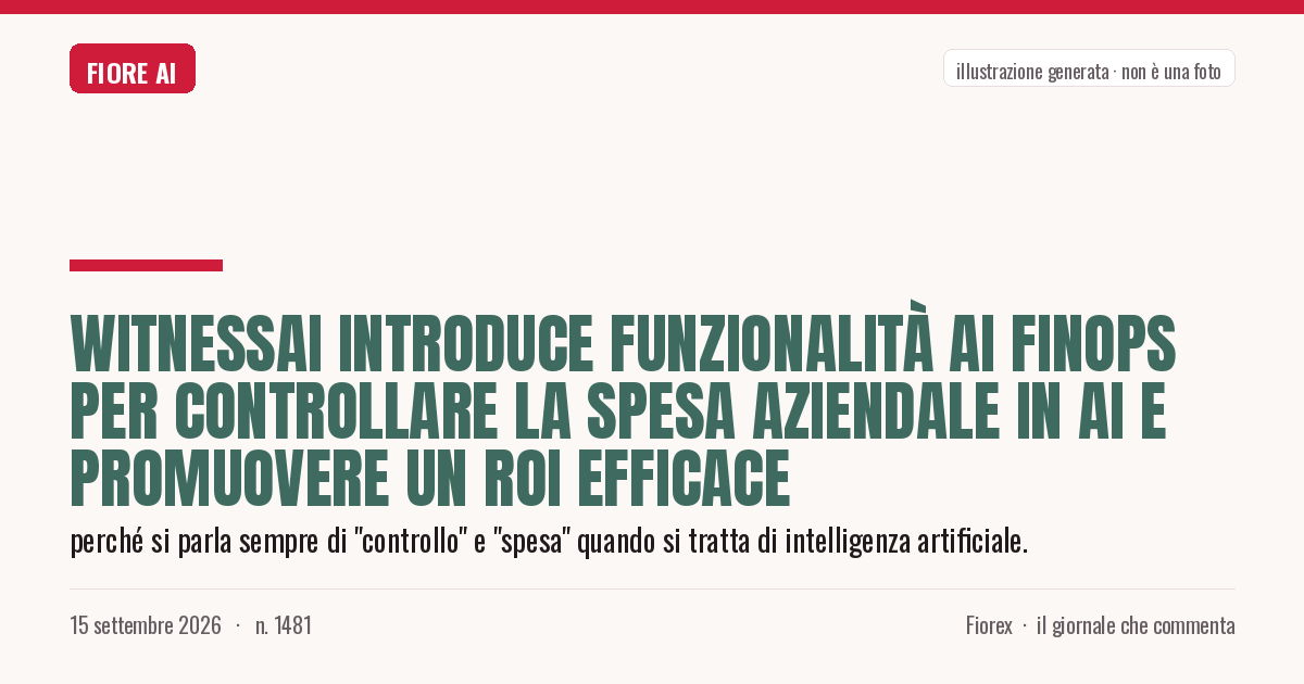 Illustrazione generata per il pezzo: WitnessAI introduce funzionalità AI FinOps per controllare la spesa aziendale in AI e promuovere un ROI efficace