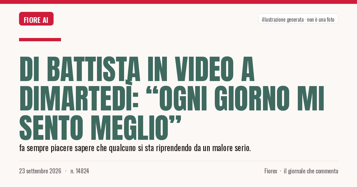 Illustrazione generata per il pezzo: Di Battista in video a DiMartedì: “Ogni giorno mi sento meglio”