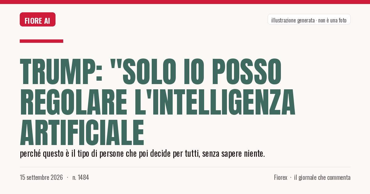 Illustrazione generata per il pezzo: Trump: "Solo io posso regolare l'intelligenza artificiale