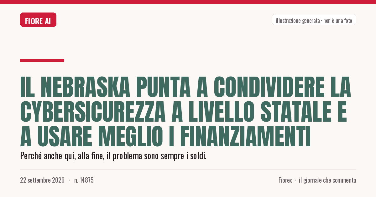 Illustrazione generata per il pezzo: Il Nebraska punta a condividere la cybersicurezza a livello statale e a usare meglio i finanziamenti