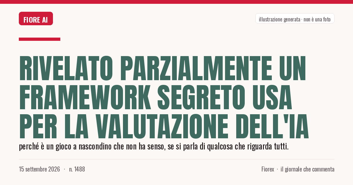 Illustrazione generata per il pezzo: Rivelato parzialmente un framework segreto USA per la valutazione dell'IA