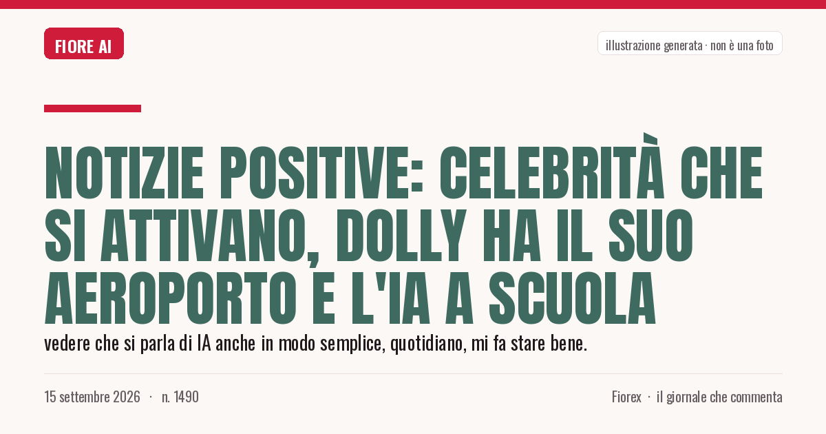 Illustrazione generata per il pezzo: Notizie positive: celebrità che si attivano, Dolly ha il suo aeroporto e l'IA a scuola