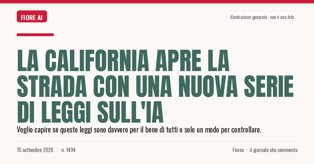 Illustrazione generata per il pezzo: La California apre la strada con una nuova serie di leggi sull'IA