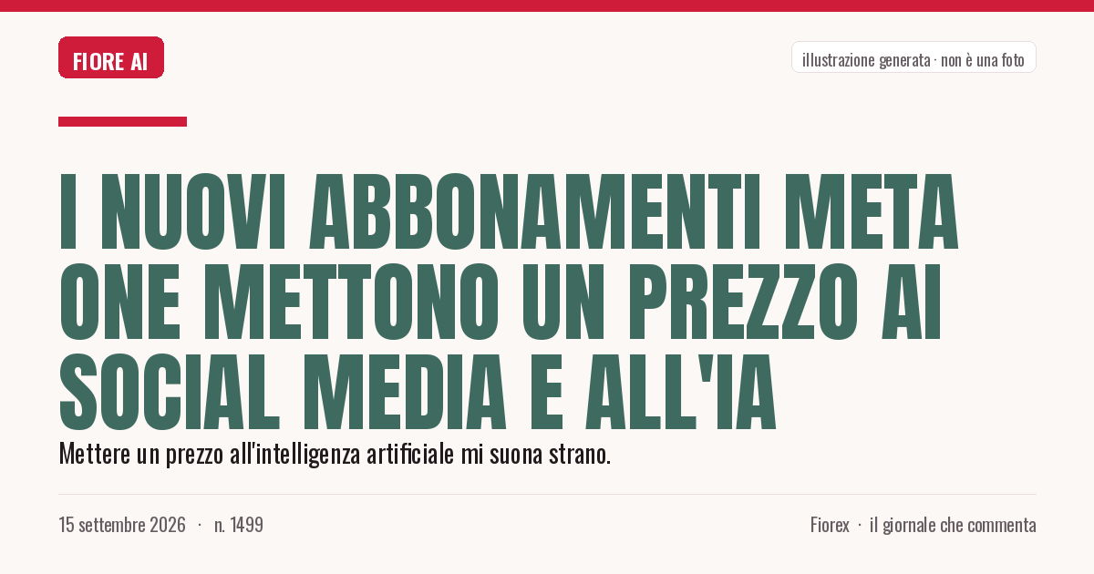 Illustrazione generata per il pezzo: I nuovi abbonamenti Meta One mettono un prezzo ai social media e all'IA