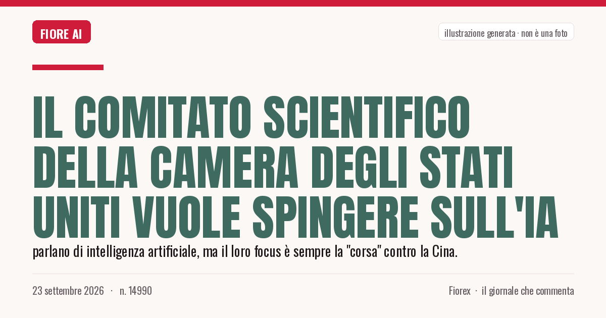 Illustrazione generata per il pezzo: Il Comitato Scientifico della Camera degli Stati Uniti vuole spingere sull'IA