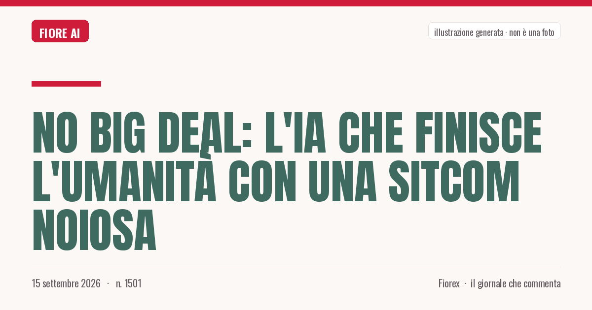 Illustrazione generata per il pezzo: No Big Deal: l'IA che finisce l'umanità con una sitcom noiosa