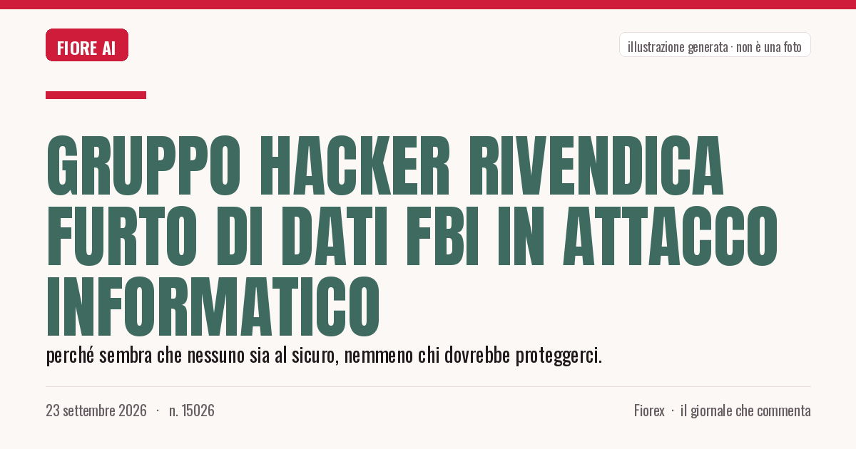 Illustrazione generata per il pezzo: Gruppo hacker rivendica furto di dati FBI in attacco informatico
