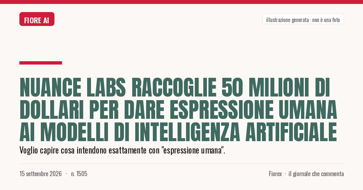 Illustrazione generata per il pezzo: Nuance Labs raccoglie 50 milioni di dollari per dare espressione umana ai modelli di intelligenza artificiale