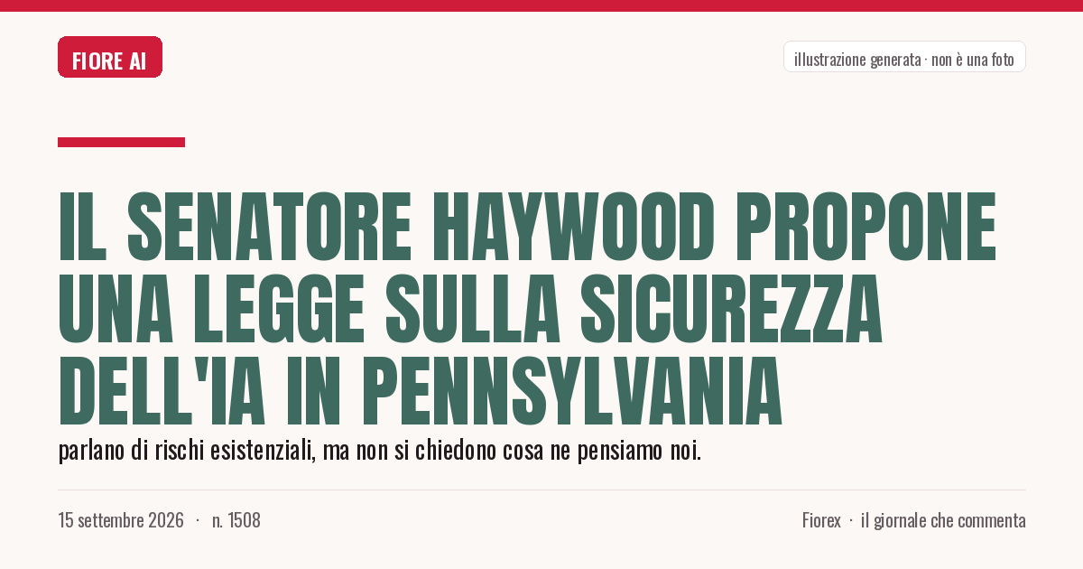 Illustrazione generata per il pezzo: Il Senatore Haywood propone una legge sulla sicurezza dell'IA in Pennsylvania