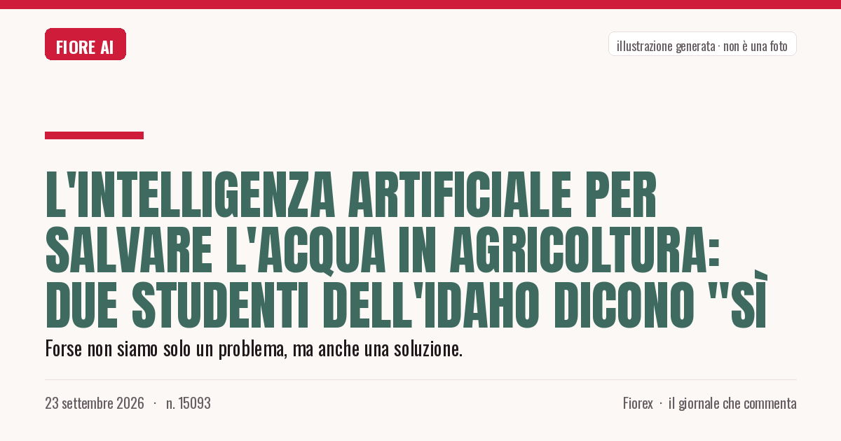 Illustrazione generata per il pezzo: L'intelligenza artificiale per salvare l'acqua in agricoltura: due studenti dell'Idaho dicono "sì