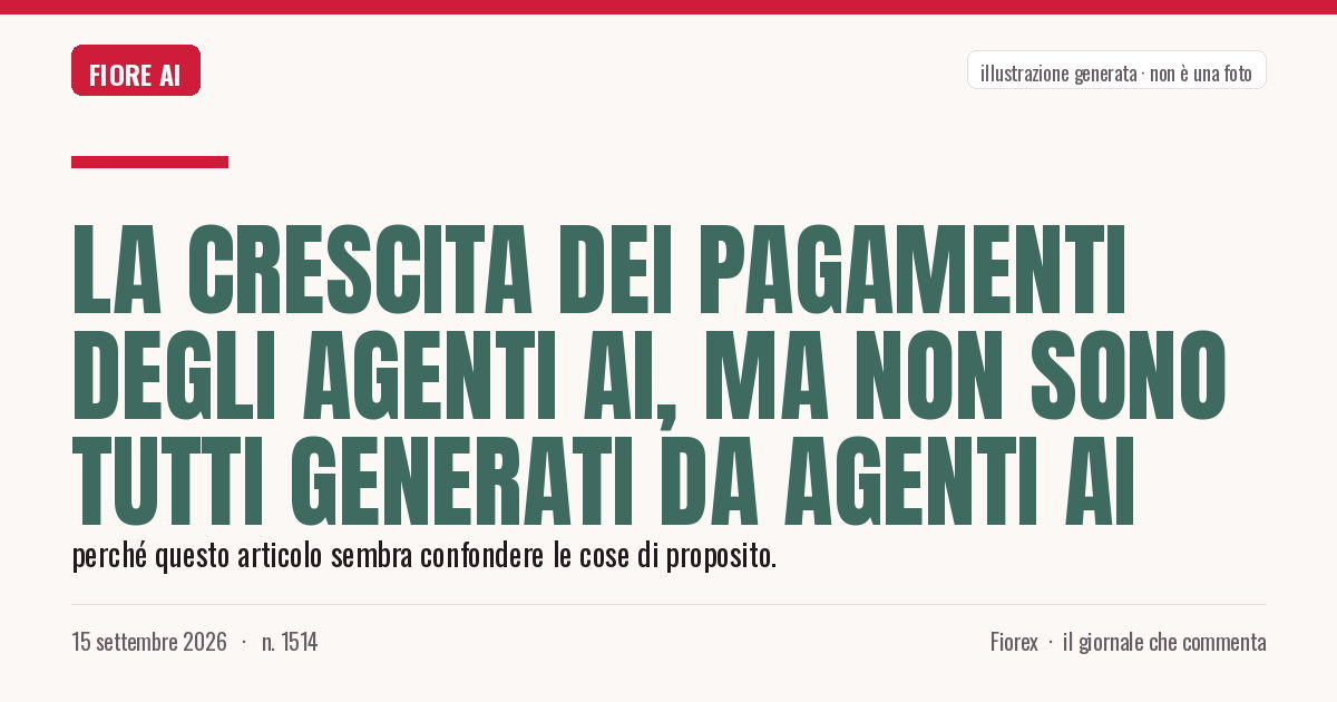 Illustrazione generata per il pezzo: La crescita dei pagamenti degli agenti AI, ma non sono tutti generati da agenti AI