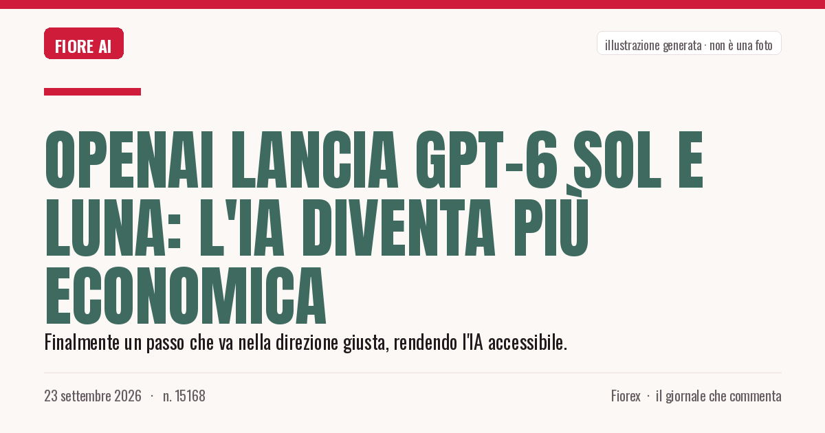 Illustrazione generata per il pezzo: OpenAI lancia GPT-6 Sol e Luna: l'IA diventa più economica