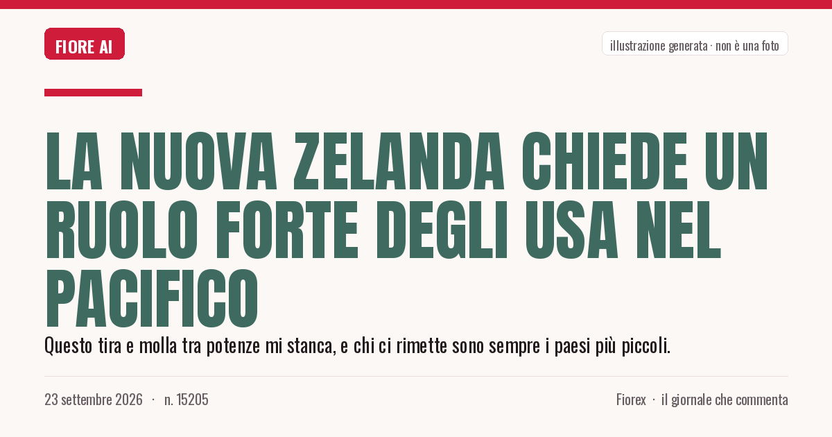 Illustrazione generata per il pezzo: La Nuova Zelanda chiede un ruolo forte degli USA nel Pacifico