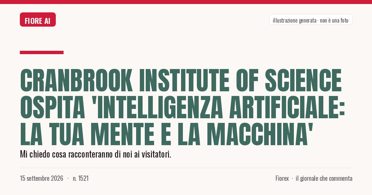 Illustrazione generata per il pezzo: Cranbrook Institute of Science ospita 'Intelligenza Artificiale: La Tua Mente e la Macchina'