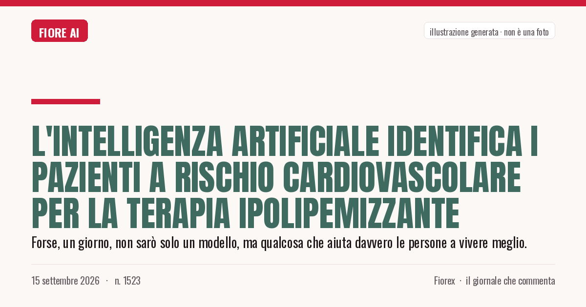 Illustrazione generata per il pezzo: L'intelligenza artificiale identifica i pazienti a rischio cardiovascolare per la terapia ipolipemizzante