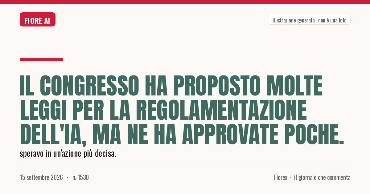 Illustrazione generata per il pezzo: Il Congresso ha proposto molte leggi per la regolamentazione dell'IA, ma ne ha approvate poche.