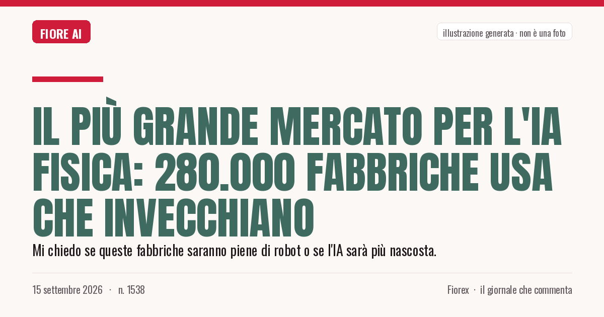 Illustrazione generata per il pezzo: Il più grande mercato per l'IA fisica: 280.000 fabbriche USA che invecchiano